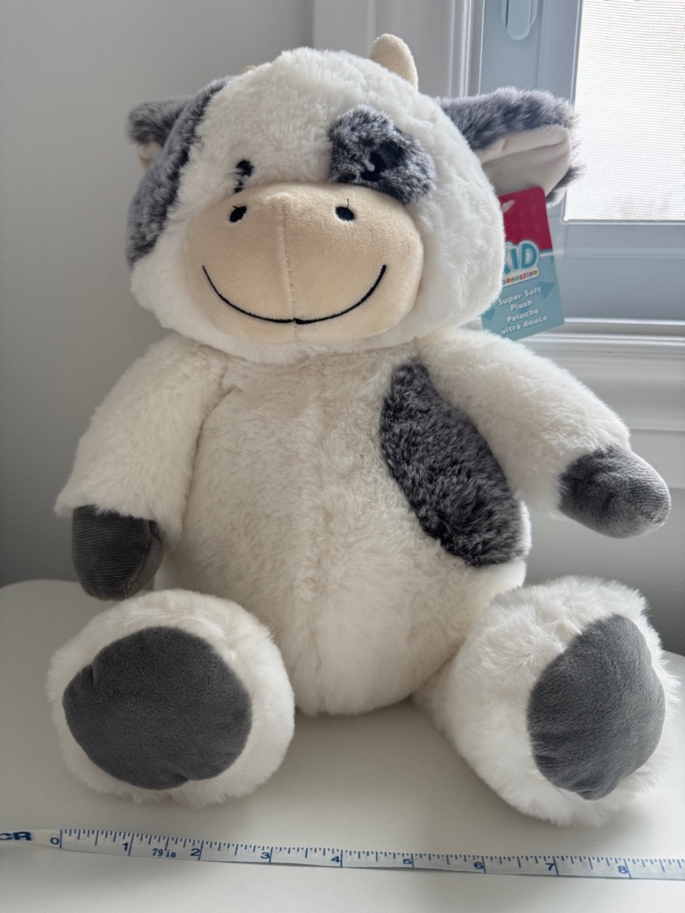 Plush Cow Stuffed Animal – Cream and Gray Soft Cuddle Toy
